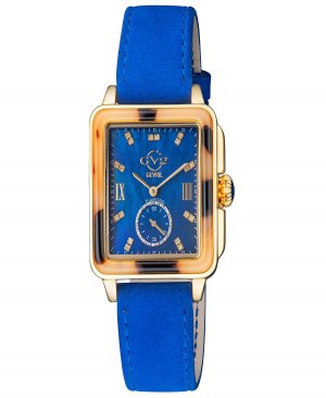 Женские часы Bari Tortoise, швейцарские кварцевые, итальянские, синие, с кожаным ремешком, 34 мм , золотой Gevril