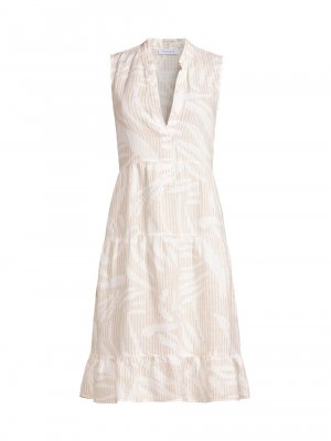 Ярусное льняное платье без рукавов , белый ROSSO35