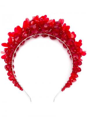 Ободок на голову с цветочной аппликацией Simone Rocha. Цвет: красный