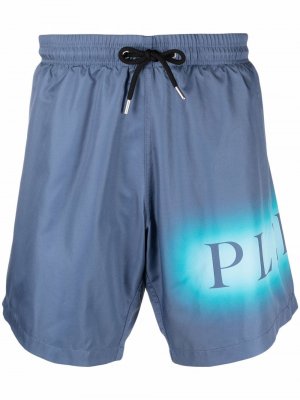 Плавки-шорты с логотипом Philipp Plein. Цвет: синий