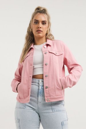 Розовая джинсовая куртка в стиле вестерн , розовый Simply Be