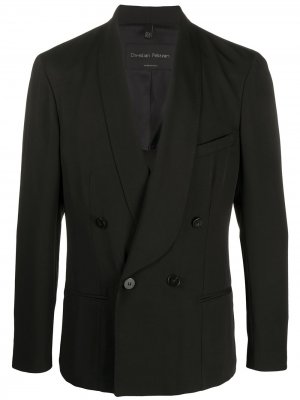 Двубортный пиджак узкого кроя Christian Pellizzari. Цвет: черный