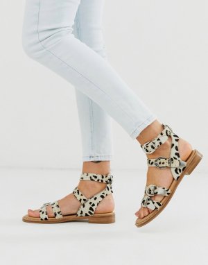 Кожаные сандалии с пряжками в стиле вестерн и принтом далматинец -Мульти Bronx