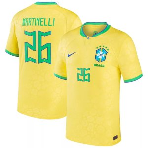 Мужская желтая домашняя майка сборной Бразилии Габриэля Мартинелли 2022/23, реплика Nike