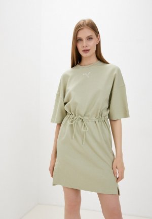 Платье PUMA HER Tee Dress. Цвет: зеленый