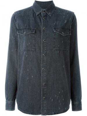 Джинсовая рубашка с рваными деталями Givenchy. Цвет: серый
