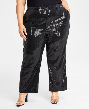 Модные широкие брюки больших размеров с блестками , черный Nina Parker