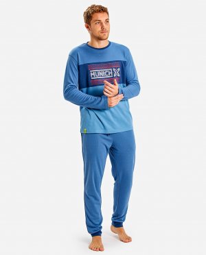 Мужская длинная пижама синего цвета , синий Munich