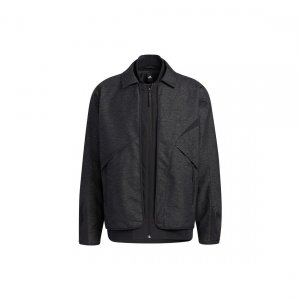 Casual Turn-Down Collar Zip Jacket Men Black HY5843 Adidas