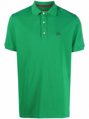 Embroidered-logo short-sleeved polo shirt Isaia. Цвет: зеленый
