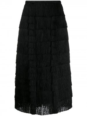 Многослойная юбка с бахромой Marco De Vincenzo. Цвет: черный