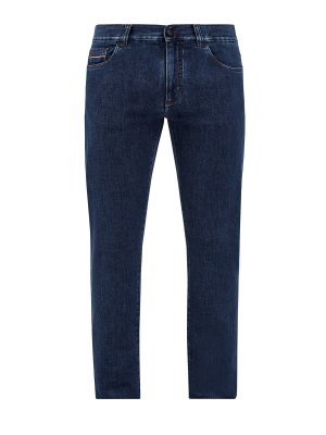 Прямые джинсы из хлопкового денима с волокнами кашемира CANALI. Цвет: синий
