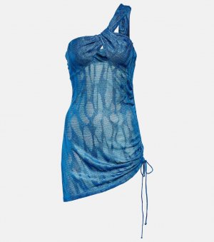 Жаккардовое пляжное платье на одно плечо , синий Missoni