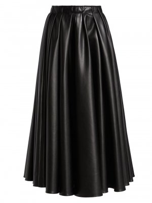 Плиссированная макси-юбка Sienna из искусственной кожи , черный Deveaux New York