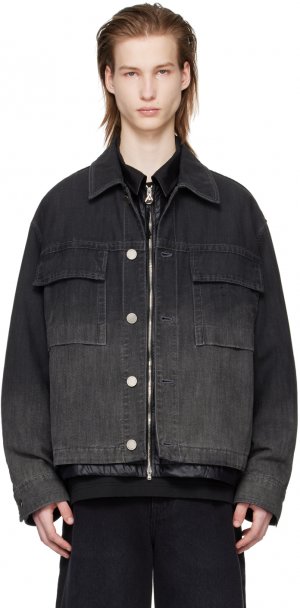 Черная джинсовая куртка с эффектом потертостей Solid Homme