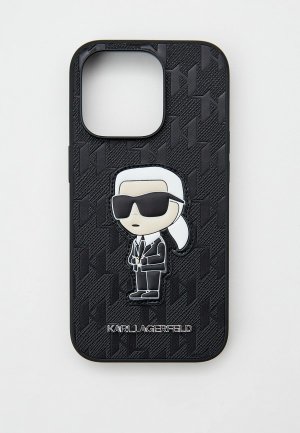 Чехол для iPhone Karl Lagerfeld 14 Pro, из экокожи. Цвет: черный