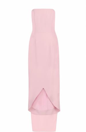 Шелковое платье-бюстье с кейпом Oscar de la Renta. Цвет: светло-розовый
