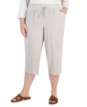 Укороченные брюки больших размеров из марли, тан/бежевый Jm Collection