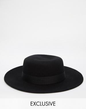 Шерстяная шляпа с широкими полями Reclaimed Vintage. Цвет: черный
