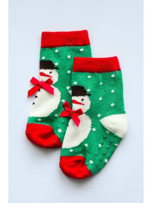 Новогодние носочки, 1 пара HappyBabyDays. Цвет: красный, зеленый