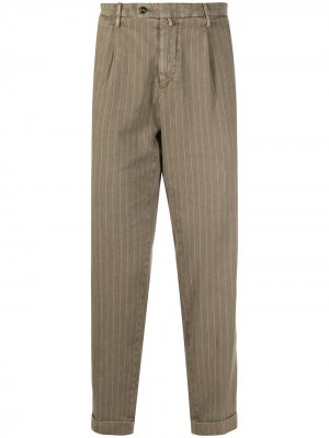 Полосатые брюки чинос кроя слим Briglia 1949. Цвет: коричневый
