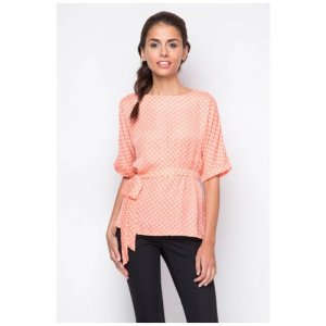 Свободная блузка с поясом и короткими рукавами (7307, оранжевый, размер: 42) Marimay. Цвет: оранжевый