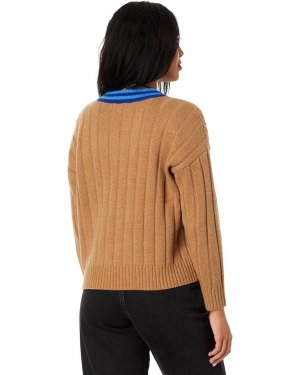 Свитер Tipped V-Neck Oversized Sweater, цвет Heather Caramel Madewell