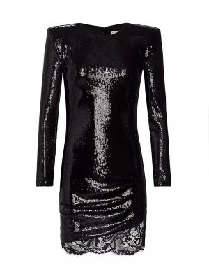 Мини-платье Alba с длинными рукавами и пайетками L'Agence, черный L'AGENCE