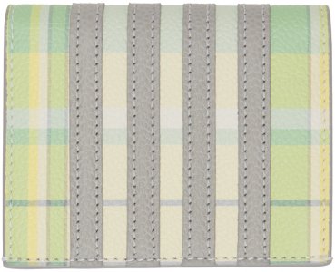 Зеленый и серый двойной держатель для карт с 4 полосами Thom Browne