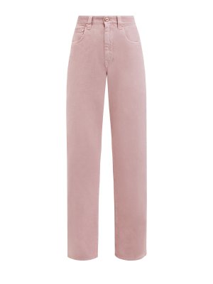 Расклешенные джинсы с нашивкой из кожи и деталью Мониль BRUNELLO CUCINELLI. Цвет: розовый