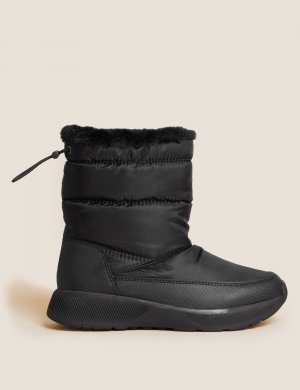 Стеганые прогулочные ботинки на плоской платформе , черный Marks & Spencer