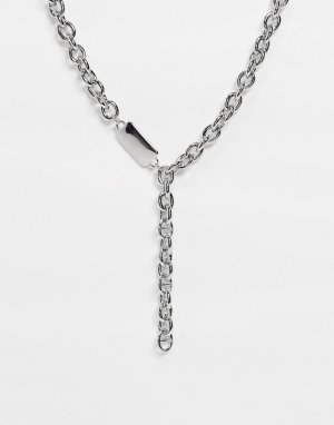 Серебристое ожерелье-цепочка -Серебристый Topshop