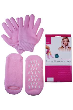 Увлажняющие перчатки и носки Medolla. Цвет: розовый