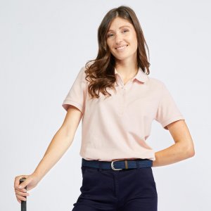 Женская рубашка-поло с короткими рукавами - MW500 бледно-розовая , цвет rosa INESIS