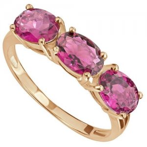 Серебряное кольцо с натуральным турмалином (розовым) - размер 20,5 LAZURIT-ONLINE. Цвет: фуксия