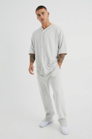 Спортивный костюм бейсбольная футболка оверсайз премиум полотенца , серый Boohoo