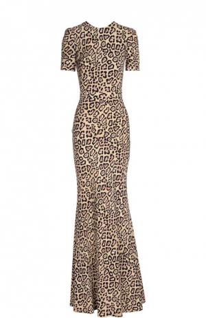 Вечернее платье с леопардовым принтом и глубоким вырезом на спине Givenchy. Цвет: разноцветный