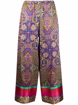 Шелковые брюки с принтом пейсли Pierre-Louis Mascia. Цвет: синий