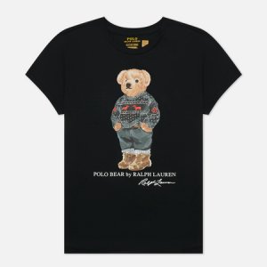Женская футболка Fair Isle Polo Bear Ralph Lauren. Цвет: чёрный