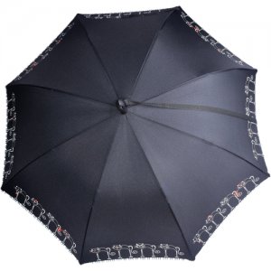 Зонт-трость , полуавтомат, 2 сложения, купол 104 см., 8 спиц, деревянная ручка, черный Nex. Цвет: черный