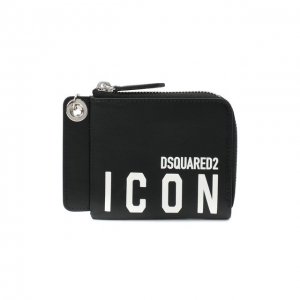 Кожаный кошелек для монет Icon Dsquared2. Цвет: чёрный
