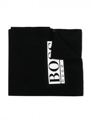 Шарф с логотипом BOSS Kidswear. Цвет: черный