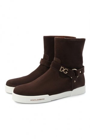 Замшевые ботинки Dolce & Gabbana. Цвет: коричневый
