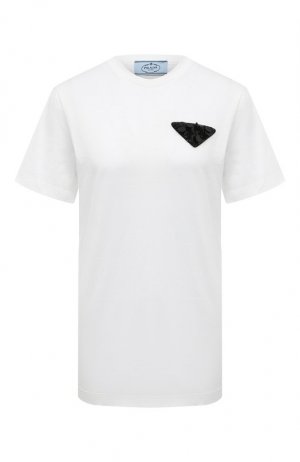 Хлопковая футболка Prada. Цвет: чёрно-белый