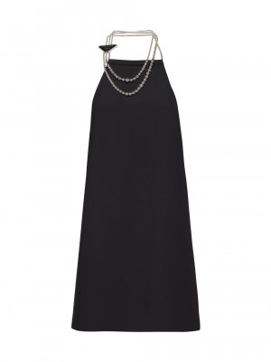Мини-платье из кади с колье , черный Prada