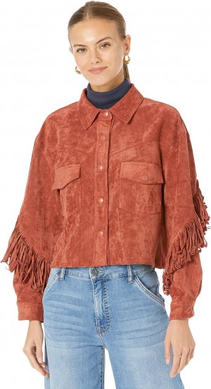 Куртка Faux Suede Fringe Shirt Jacket in Bounce Back , цвет Blank NYC