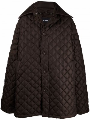 Стеганое пальто с узором Raf Simons. Цвет: коричневый