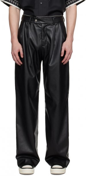 AMIRI Черные брюки из искусственной кожи с двойными складками