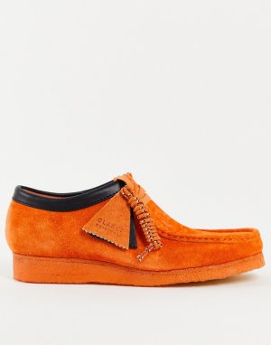 Оранжевые ботинки из пушистой замши Wallabee-Оранжевый цвет Clarks Originals
