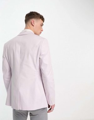 Сиреневый свадебный хлопковый пиджак скинни ASOS